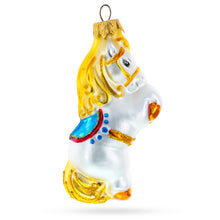 Load image into Gallery viewer, Circus Horse with Blue Saddle Glass Christmas Ornament