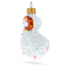 Load image into Gallery viewer, White Ram with Red Bell Glass Christmas Ornament