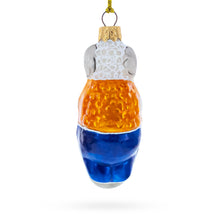 Load image into Gallery viewer, Goat in Folk Vest with Blue Trousers and Hat Glass Christmas Ornament