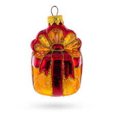 Load image into Gallery viewer, Gift Box with Red Ribbon Glass Christmas Ornament