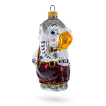 Load image into Gallery viewer, Elephant In Red Outfit Glass Christmas Ornament