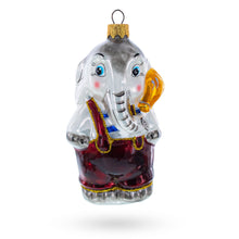Load image into Gallery viewer, Elephant In Red Outfit Glass Christmas Ornament