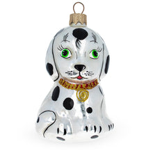 Load image into Gallery viewer, Dalmatian Puppy with Green Eyes Glass Christmas Ornament