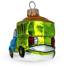 Load image into Gallery viewer, Blue and Green Dump Truck Mini Glass Christmas Ornament