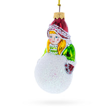Load image into Gallery viewer, Girl Making a Snowball Glass Christmas Ornament