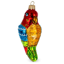 Load image into Gallery viewer, Parrot with Bright Feathers Glass Christmas Ornament