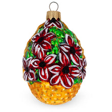 Load image into Gallery viewer, Red Flowers Bouquet Basket Glass Christmas Ornament
