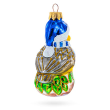 Load image into Gallery viewer, Yellow Chick With Blue Hat And Striped Scarf Glass Christmas Ornament
