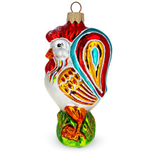 Load image into Gallery viewer, Colorful Rooster Glass Christmas Ornament