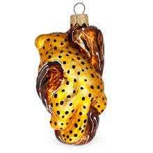 Load image into Gallery viewer, Spotted Leopard Cub Climbing Tree Glass Christmas Ornament