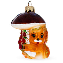 Load image into Gallery viewer, Squirrel Under Mushroom Glass Christmas Ornament