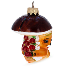 Load image into Gallery viewer, Squirrel Under Mushroom Glass Christmas Ornament