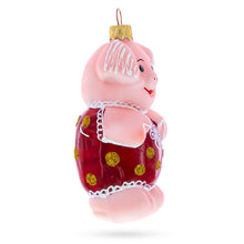 Load image into Gallery viewer, Piglet in Polka Dot Outfit Glass Christmas Ornament
