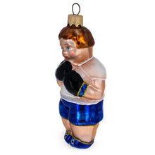 Load image into Gallery viewer, Boxer in Blue Costume Glass Christmas Ornament