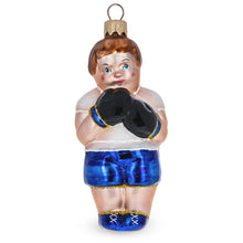 Load image into Gallery viewer, Boxer in Blue Costume Glass Christmas Ornament
