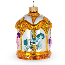 Load image into Gallery viewer, Golden Carousel Glass Christmas Ornament