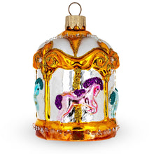 Load image into Gallery viewer, Golden Carousel Glass Christmas Ornament