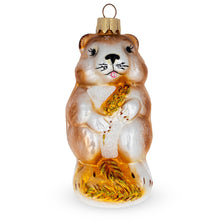 Load image into Gallery viewer, Hamster with Wheat Glass Christmas Ornament