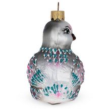 Load image into Gallery viewer, Gray Pigeon Glass Christmas Ornament