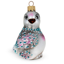 Load image into Gallery viewer, Gray Pigeon Glass Christmas Ornament