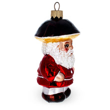 Load image into Gallery viewer, Santa in the Mushroom Hat Glass Christmas Ornament