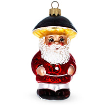 Load image into Gallery viewer, Santa in the Mushroom Hat Glass Christmas Ornament