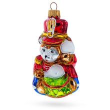 Load image into Gallery viewer, Bear Cub Drummer Glass Christmas Ornament