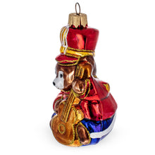 Load image into Gallery viewer, Teddy Bear Soldier with Guitar Glass Christmas Ornament