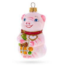 Load image into Gallery viewer, Pig with Gifts Glass Christmas Ornament