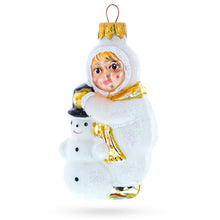 Load image into Gallery viewer, Toddler Hugging Snowman Glass Christmas Ornament