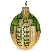 Load image into Gallery viewer, Pumpkin with Leaf Glass Christmas Ornament