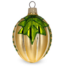 Load image into Gallery viewer, Pumpkin with Leaf Glass Christmas Ornament