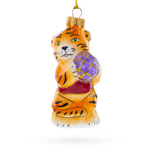 Load image into Gallery viewer, Tiger Cub with Ball Glass Christmas Ornament