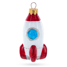 Load image into Gallery viewer, Space Rocket Glass Christmas Ornament
