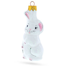 Load image into Gallery viewer, White Bunny with Pink Ears Glass Christmas Ornament