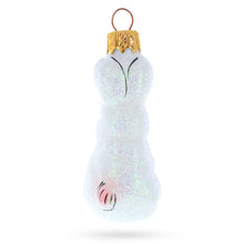 Load image into Gallery viewer, Glitter White Bunny Glass Christmas Ornament