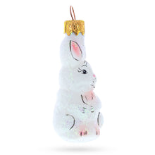 Load image into Gallery viewer, Glitter White Bunny Glass Christmas Ornament