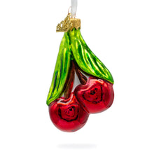 Load image into Gallery viewer, Cherries Glass Christmas Ornament