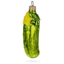 Load image into Gallery viewer, Cucumber with Vine and Star Blossom Glass Christmas Ornament