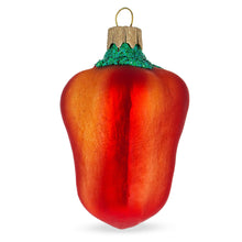 Load image into Gallery viewer, Red Bell Pepper with Green Glitter Stem Glass Christmas Ornament