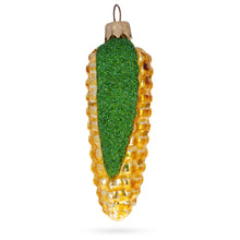 Load image into Gallery viewer, Corn Cob with Glossy Finish and Glitter Husk Glass Christmas Ornament