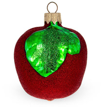 Load image into Gallery viewer, Red Apple with Green Leaf Glass Christmas Ornament