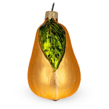 Load image into Gallery viewer, Pear with Green Leaf Glass Christmas Ornament 3.8 Inches