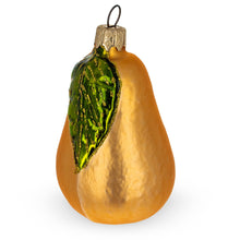 Load image into Gallery viewer, Pear with Green Leaf Glass Christmas Ornament 3.8 Inches
