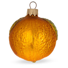 Load image into Gallery viewer, Orange with Shiny Leaf Glass Christmas Ornament 3 Inches