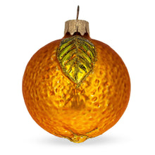 Load image into Gallery viewer, Orange with Shiny Leaf Glass Christmas Ornament 3 Inches