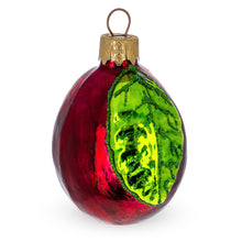 Load image into Gallery viewer, Red Plum with Green Leaf Glass Christmas Ornament