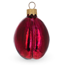 Load image into Gallery viewer, Red Plum with Green Leaf Glass Christmas Ornament