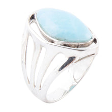 Load image into Gallery viewer, Abstract Blue Larimar and Sterling Silver Statement Ring
