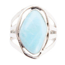 Load image into Gallery viewer, Abstract Blue Larimar and Sterling Silver Statement Ring